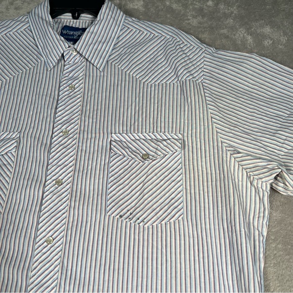 Vintage Wrangler Western Pearl Snap Button Down Shirt Men’s Small Striped Shirt - Picture 4 of 9